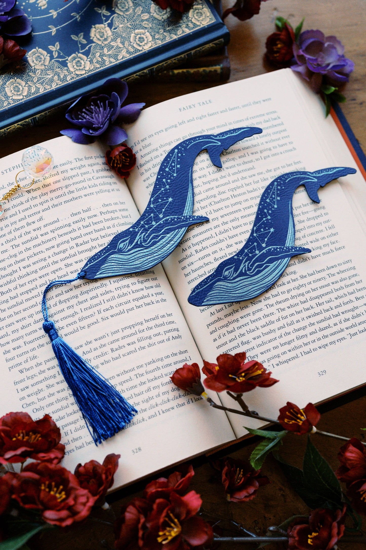 Celestial Whale Faux Leather Bookmark