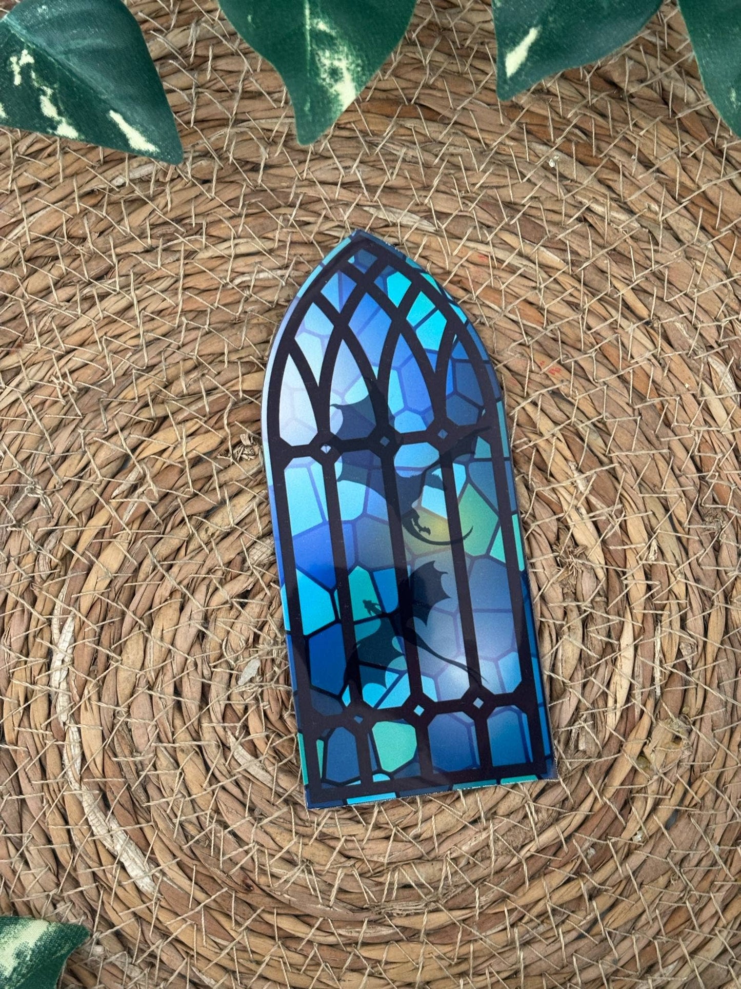 Blue Stained Glass Dragon Sticker