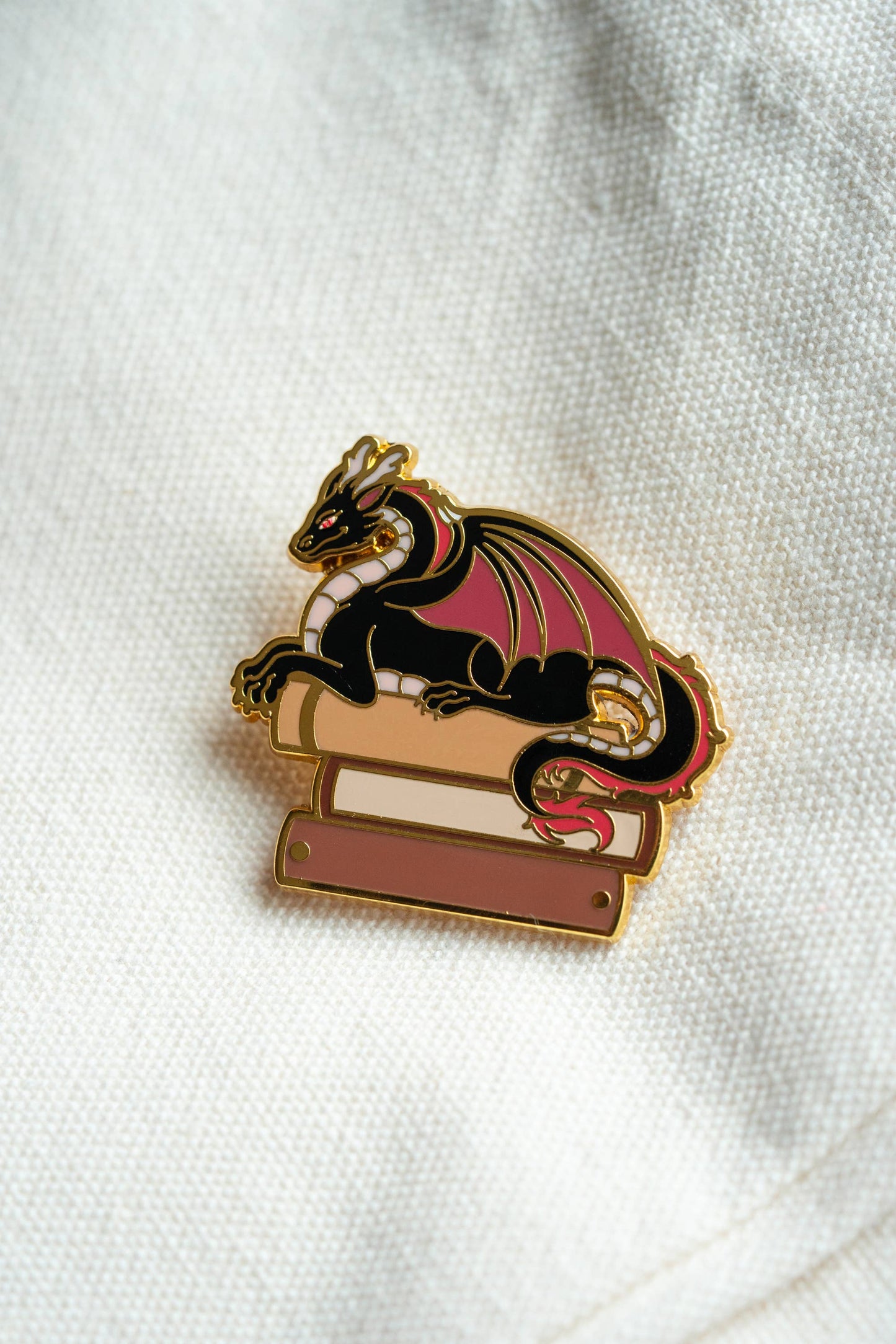 Dragon's Literary Hoard Enamel Pin, Bookish Fantasy