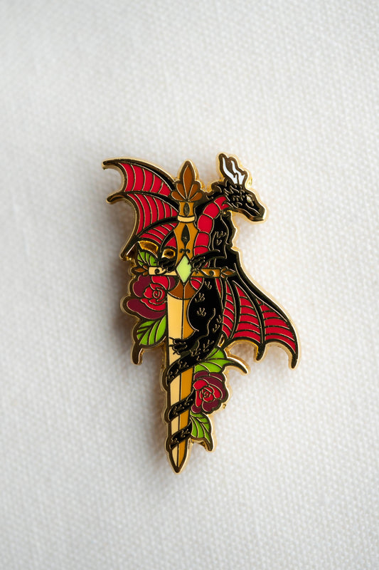 Dragon Sword Enamel Pin, Bookish Fantasy