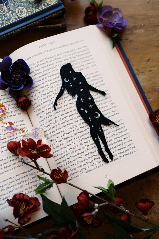Celestial High Lady Faux Leather Bookmark