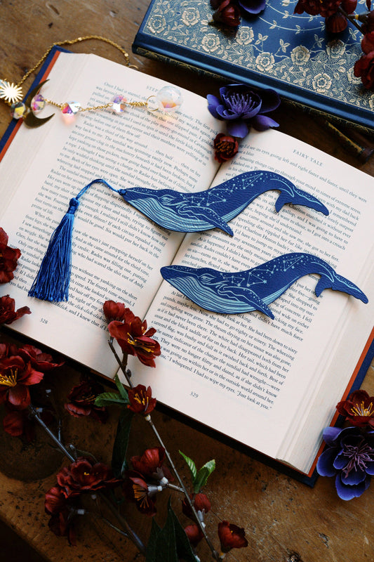 Celestial Whale Faux Leather Bookmark