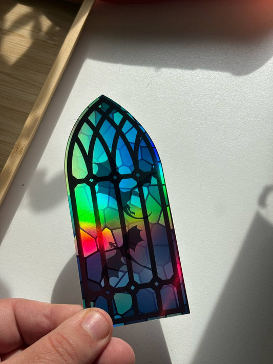 Blue Stained Glass Dragon Sticker