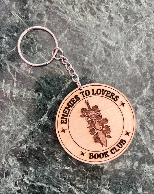 Enemies to Lovers Book Club Wood Keychain