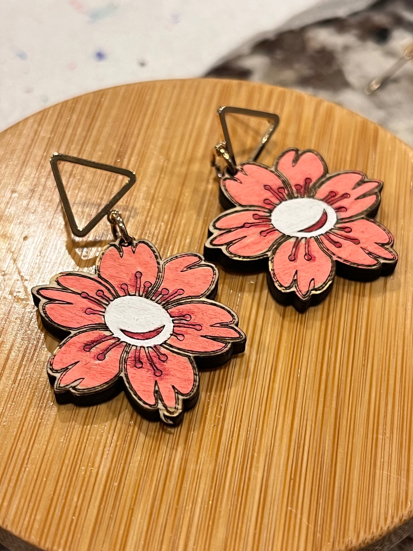 Wooden Flower dangle