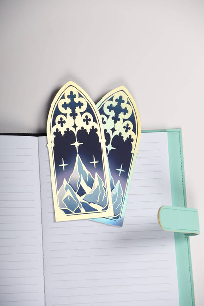 Holographic Gothic Arch Mountain Bookmark Bookish Romantasy