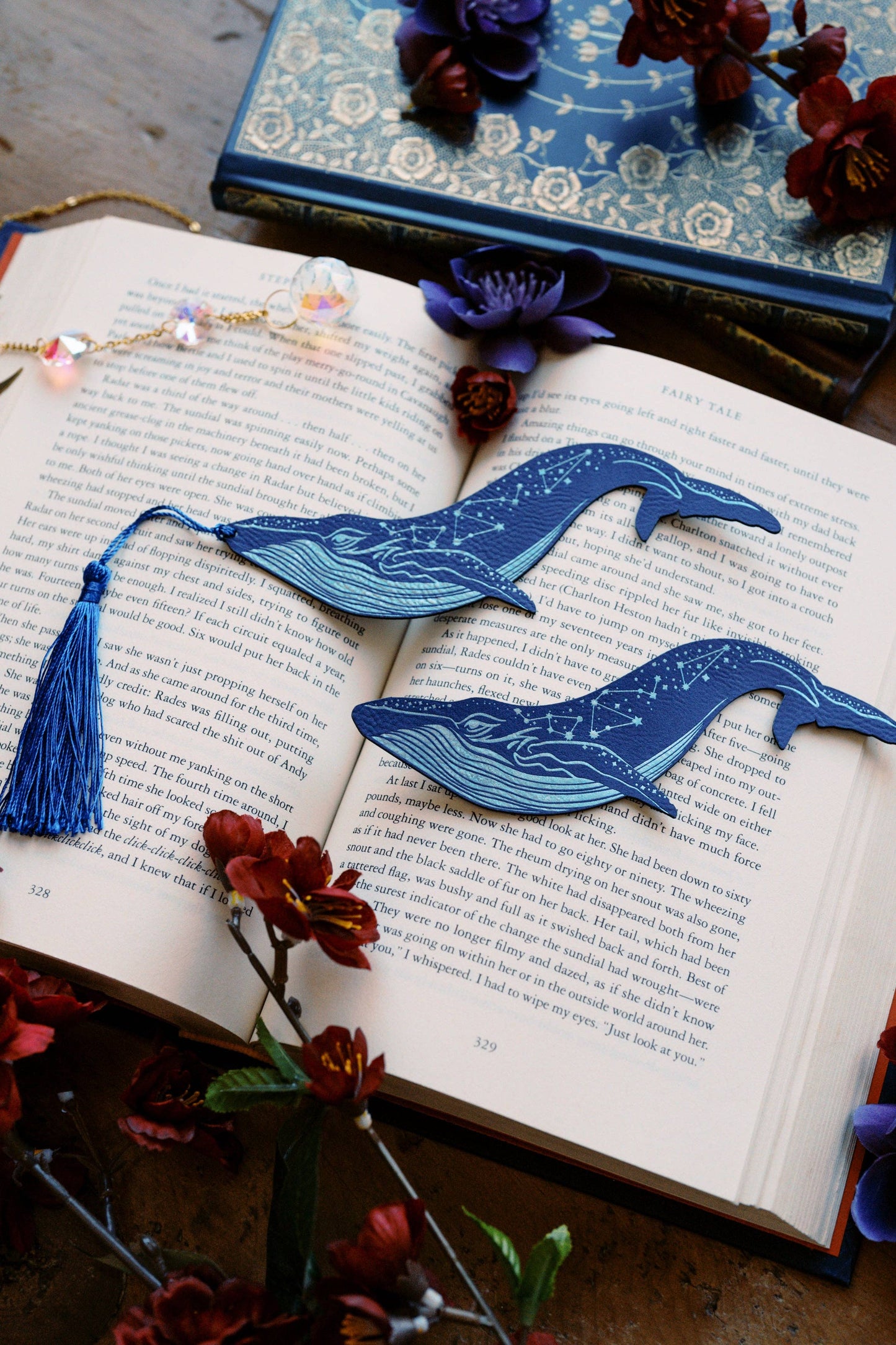 Celestial Whale Faux Leather Bookmark