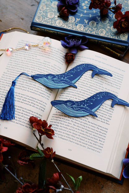 Celestial Whale Faux Leather Bookmark