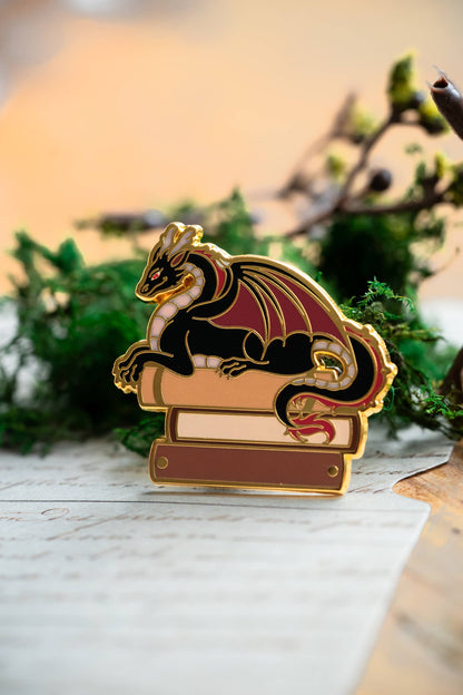 Dragon's Literary Hoard Enamel Pin, Bookish Fantasy