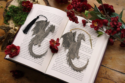 Gold and Black Dragon Faux Leather Bookmark