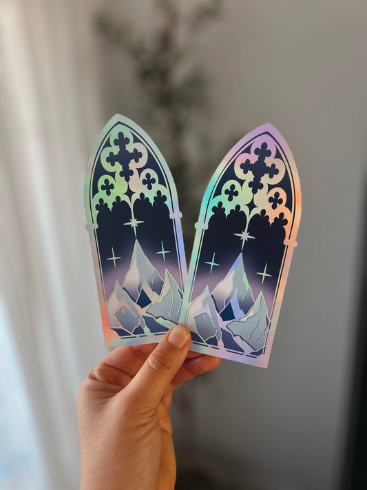 Holographic Gothic Arch Mountain Bookmark Bookish Romantasy